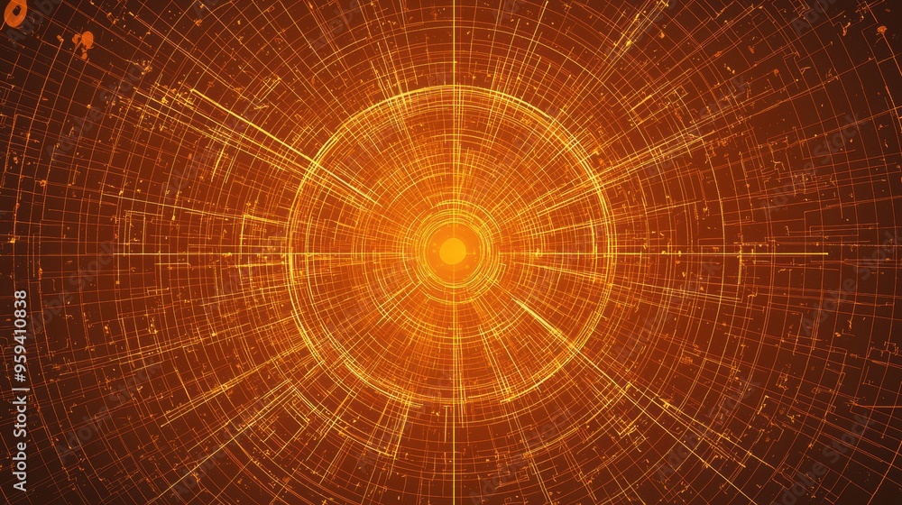 Poster abstract orange grid pattern with glowing lines