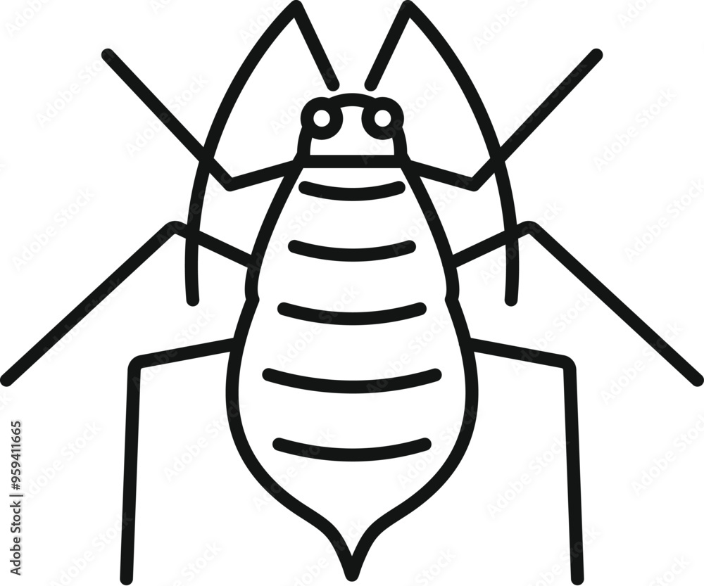 Sticker this simple black and white line drawing depicts a colorado potato beetle from a top down perspectiv