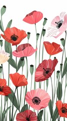 Fototapeta premium red and pink flowers illustration poster background