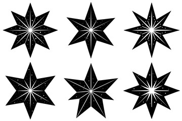 A set of black Christmas star silhouettes