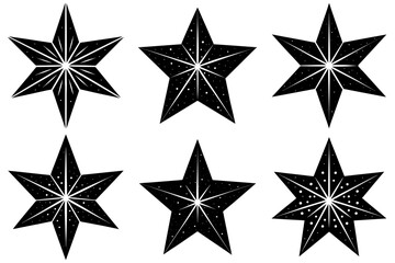 A set of black Christmas star silhouettes