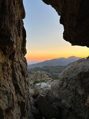Cliff dwellings frame sunset in Arizona