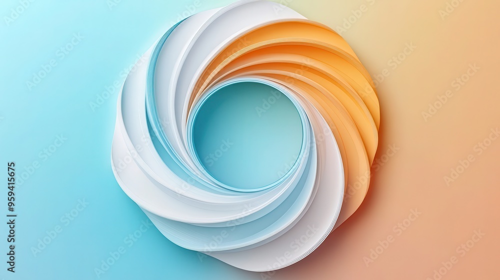 Poster colorful abstract spiral pattern with gradient shades blending from blue to orange. modern and artis