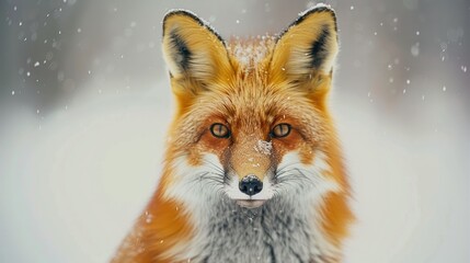 Fototapeta premium A close-up photograph of a fox in the snow