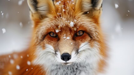 Obraz premium A close-up photograph of a fox in the snow