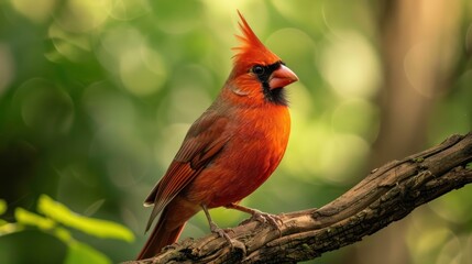Obraz premium Close-up of a Vibrant Northern Cardinal Perched on a Branch