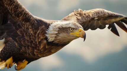 Majestic Close-up of a Bald Eagle in Mid-Flight