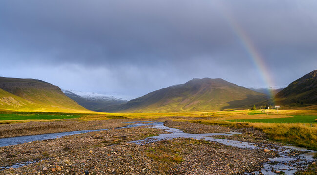 Landscape near Hvammur. The Fellsstrond in the Westfjords (Vestfirdir) of Iceland during late fall.