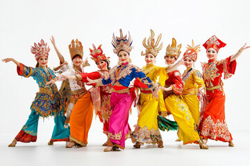 Naklejka premium Group of Dancers in Colorful Costumes