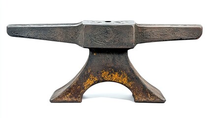 Ornate Iron Anvil with Yellowed Rust