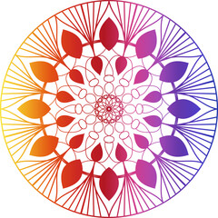 Mandala Line Illustration, colorful mandala design, gradient mandala