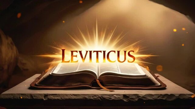 Open Bible with the word Leviticus glowing with light.