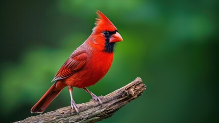 Close-up of a Vibrant Northern Cardinal Perched on a Branch