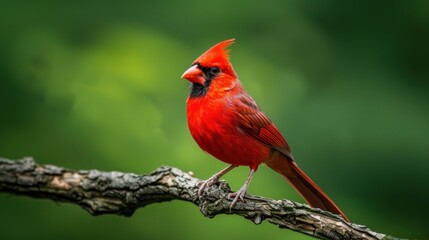 Close-up of a Vibrant Northern Cardinal Perched on a Branch