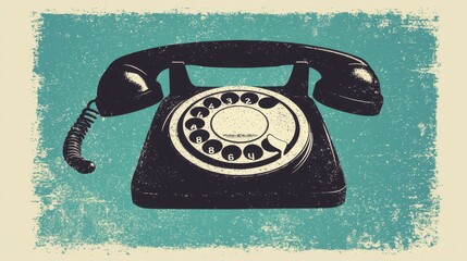 Retro Rotary Phone Vintage Communication Illustration