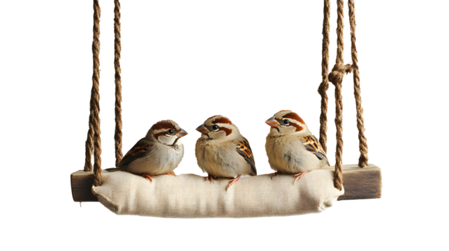 two birds on a white background, on plain background, PNG file - Powered by Adobe