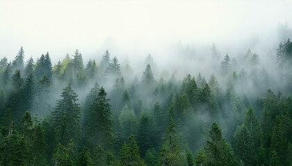森 霧 木々 緑 自然 静けさ 大気 湿気 針葉樹 林 生態系 野生 環境 トランク 木立 風景 神秘的 静寂 露
