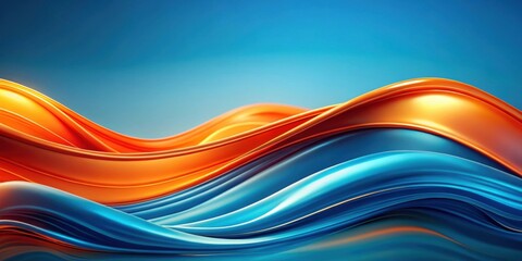 Abstract wavy liquid background in blue and orange colors, rendering, abstract, wavy, liquid, background, blue, orange, vibrant