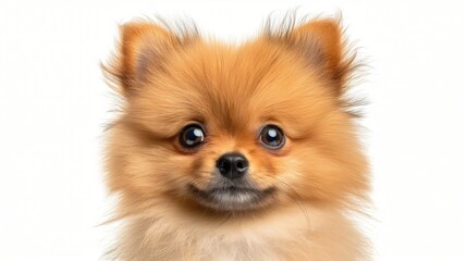 little pomeranian puppy dog on white background