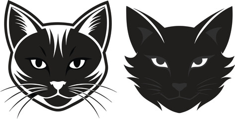 cat head silhouette vector illustration  