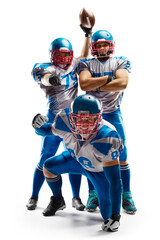 Professional football players. Sport emotions. Young football players. Sports victory. White...