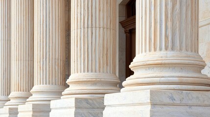 Obraz premium Detailed close-up of majestic marble pillars, capturing the grandeur of a historic court building