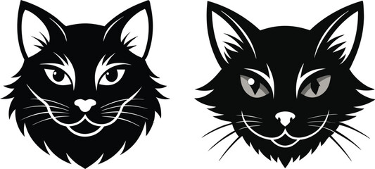 cat head silhouette vector illustration  