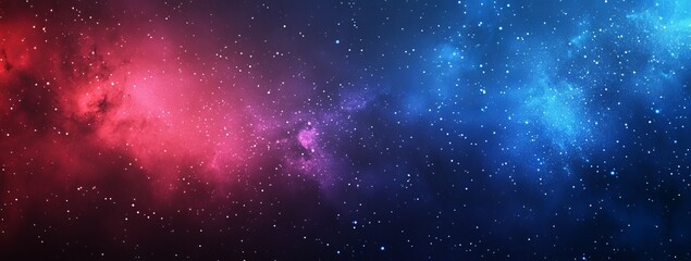 Naklejka premium Abstract cosmic nebula with red and blue colors in the night sky.