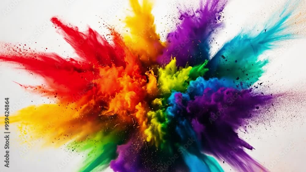Poster vibrant explosion of colorful powders creating a stunning visual effect. perfect for projects relate