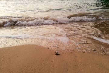 Foamy waves coming on sand beach