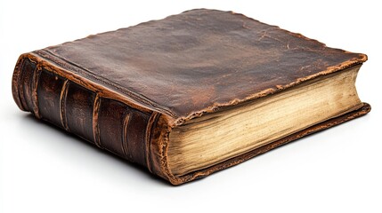 Obraz premium Antique Leather-Bound Book with Worn Pages