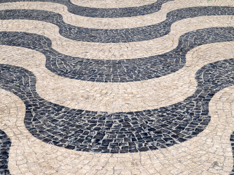 Fototapeta Portugal, Lisbon. Portuguese mosaic pavement in Rossio Square.