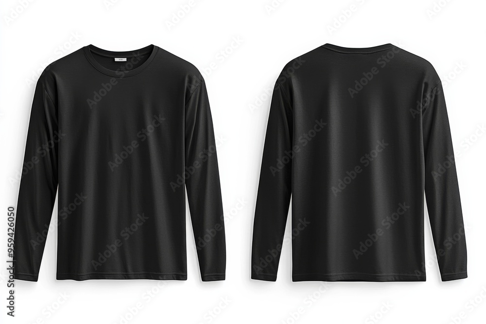 Wall mural black long sleeve tshirt mockup isolated created with generative ai