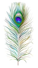 Obraz premium Peacock feather on a white background. Vector Illustration 
