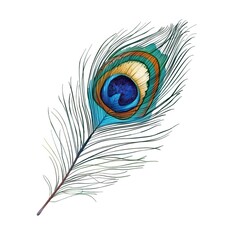 Fototapeta premium Peacock feather on a white background. Vector Illustration