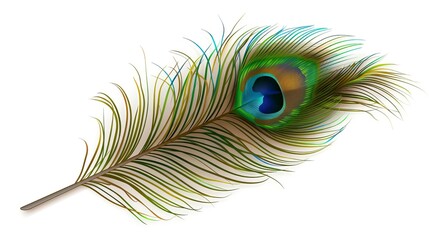 Peacock feather on a white background. Vector Illustration