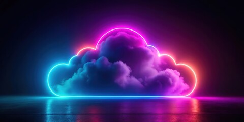 Abstract render of illuminated neon cloud, abstract, render, neon, illuminated, cloud, digital art, technology, futuristic