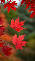 autumn breeze moving red maple leaves background art design backdrop