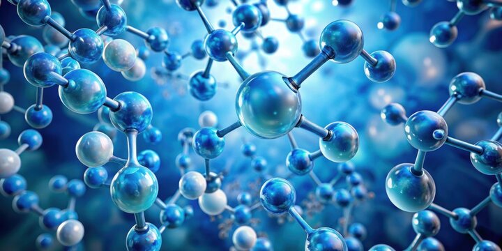 Close up rendering of ozone and oxygen molecules viewed under a microscope, ozone, oxygen, molecules, microscopic