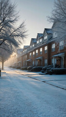 morning frost quiet residential blocks background art design backdrop