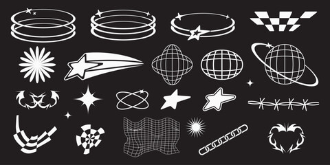 Y2k symbols shape graphic element pack