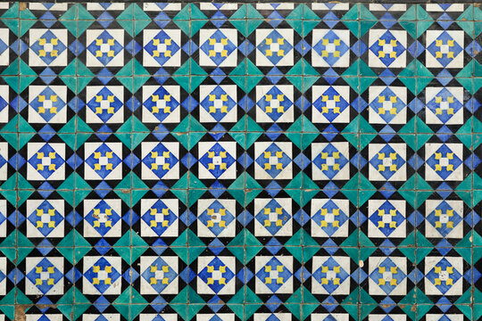 Lisbon, Portugal. Traditional Portuguese Azulejo ceramic tiles.