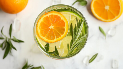 Herb-Infused Cocktail with Rosemary, Mint, and Citrus