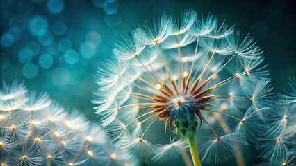 Obraz premium Close up of delicate dandelion seeds ready to disperse, nature, plant, macro, focus, detail, white, fluffy