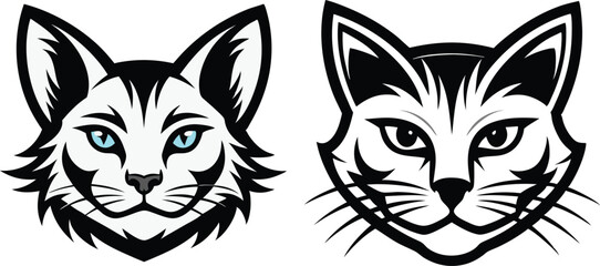Obraz premium cat head silhouette vector illustration 