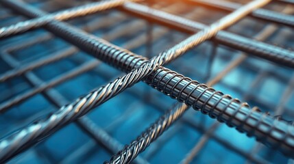Steel Rebar Mesh Closeup Texture Background