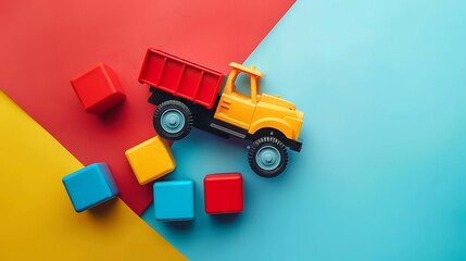kids toys for construction isolated on colorful background