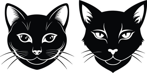 Obraz premium cat head silhouette vector illustration 