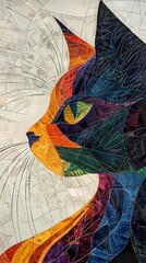 White cat print pattern illustration poster background