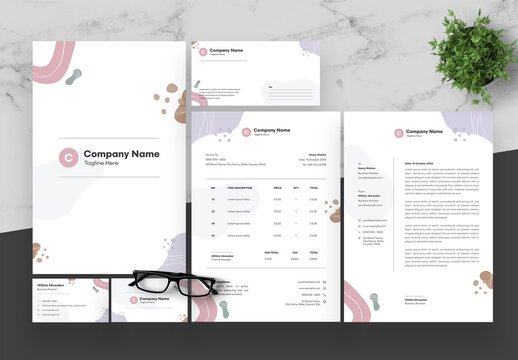 Purple and Pink Stationery Set